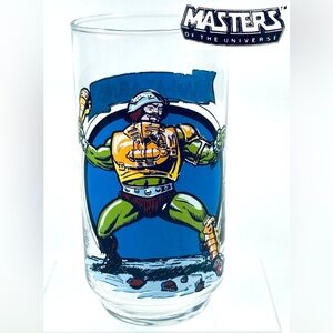 Vtg '83 Man-At-Arms Collector Glass MOTU He-Man Masters of the Universe FLAWLESS